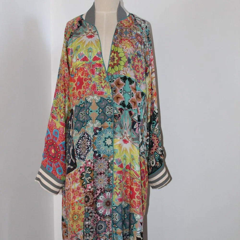 NWT Johnny Was Biya 3JWorkshop Reversible Kimono Jacket Romano Flower Harmony